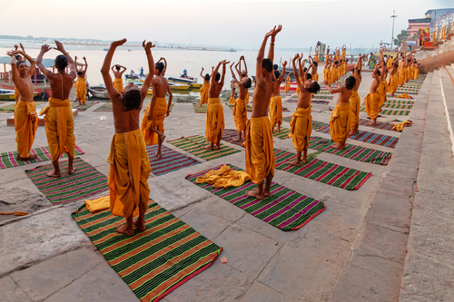 Yoga at the bank of Ganges